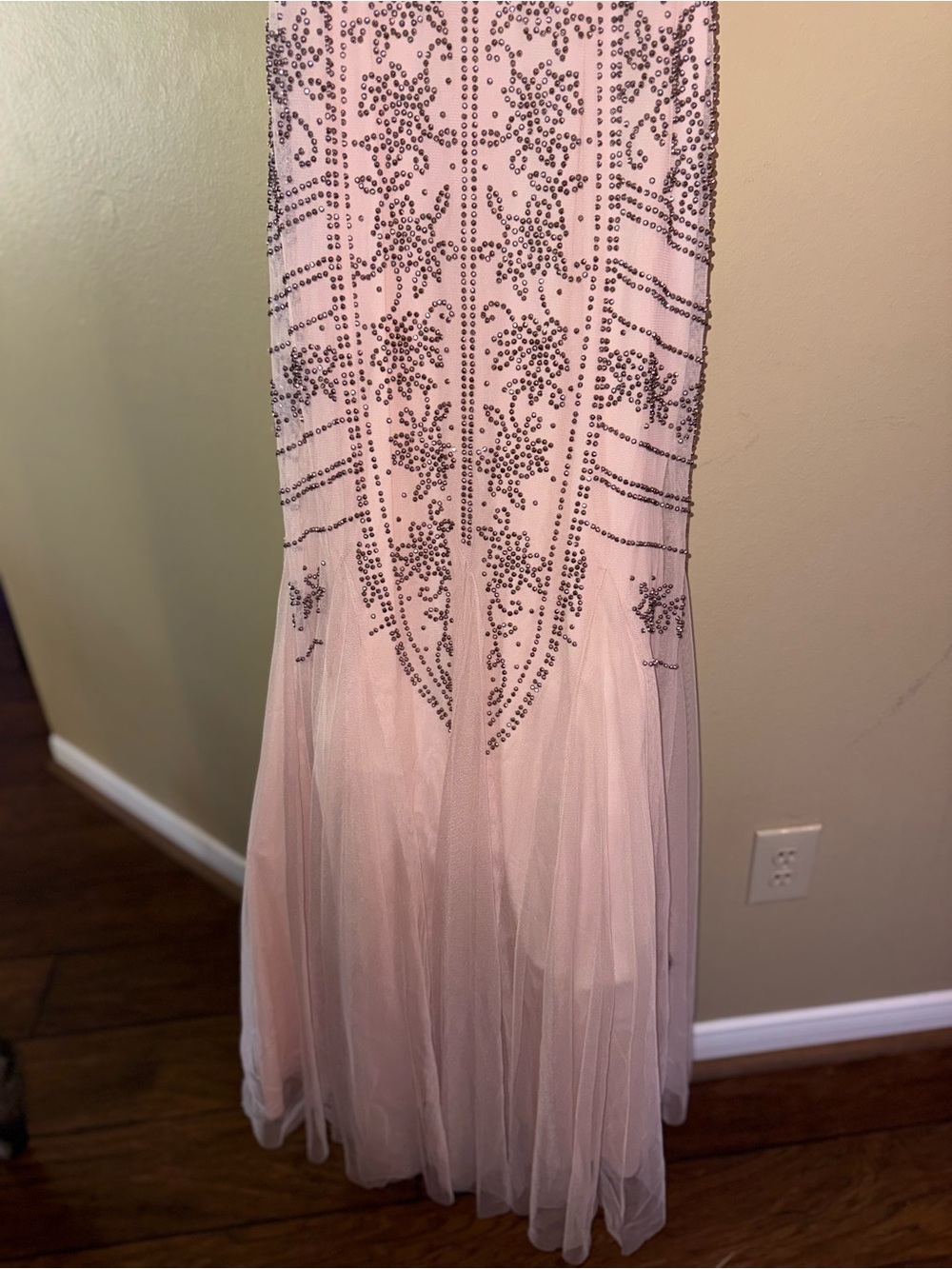 Xscape Blush Pink Beaded Mermaid Gown Formal Prom Evening Dress Size 8 - Picture 5 of 17
